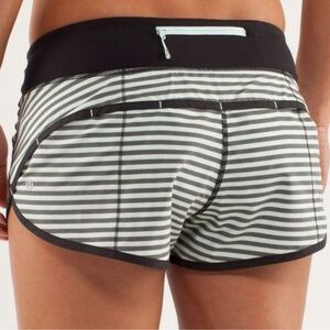 lululemon athletica Black and White Striped Athletic Shorts